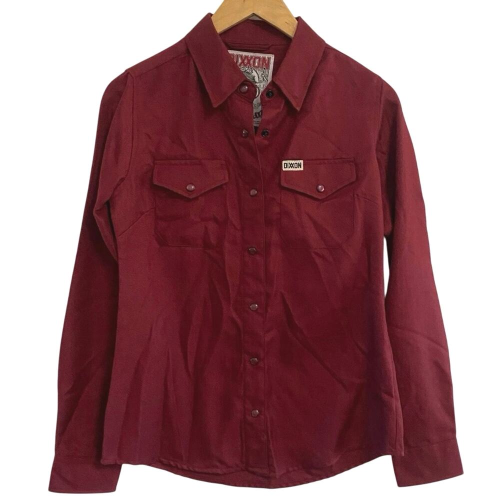Dixxon Bordeaux Flannel Women’s Size Small Pearl Snap Barncore Biker punk fall